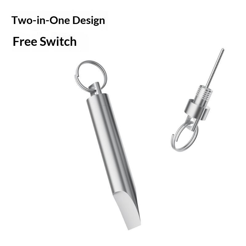Edc Daily Carry - อลูมิเนียมอัลลอยด์สีเงิน 2-in-1 ที่ใส่กุญแจพร้อมที่ตัดกล่องและเข็มจิ้มซิม สำหรับพกพาในชีวิตประจำวัน การเดินทางกลางแจ้ง และการใช้งาน