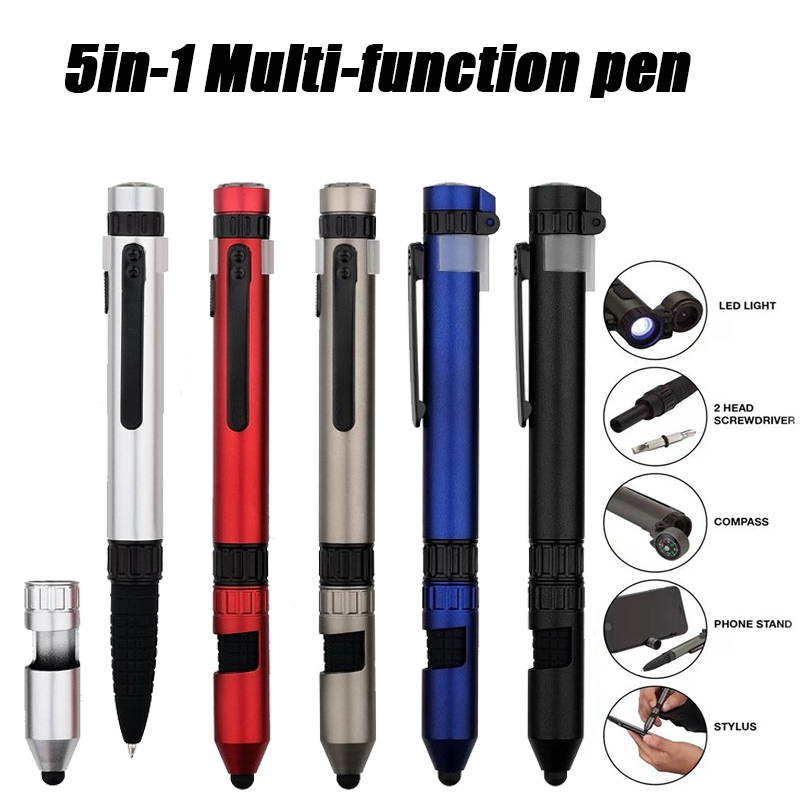 Micro Screwdriver Kit - 5-In-1 แบบพกพาปากกาอเนกประสงค์ปากกาลูกลื่นไฟ LED ไฟฉายปากกาเข็มทิศขนาดกะทัดรัดไขควงปากกาการเอาชีวิตรอดกลางแจ้ง ﻿